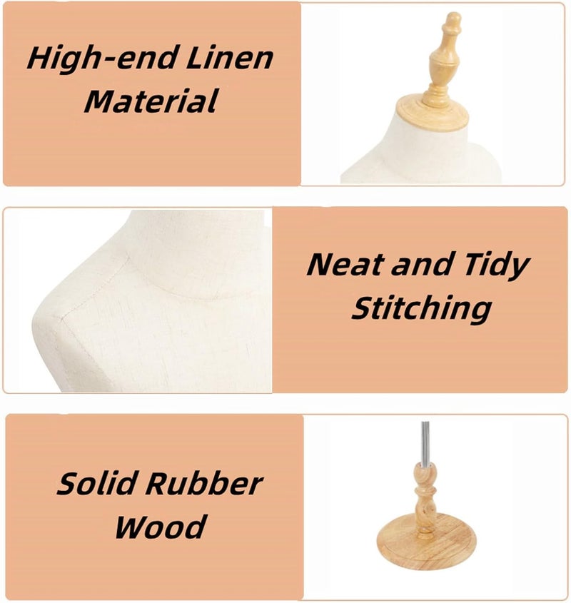 EaseHome Kids Mannequin,Child Mannequin Torso,Adjustable Girl and boy Dress Form for Apparel Scarf Window Shop, Manikin Body with Wooden Base,8-9 Years Old - Image 3